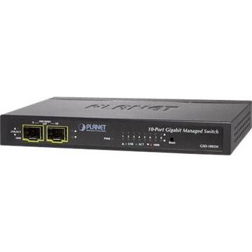 Thumbnail - Planet 8-Port GE + 2-Port SFP Managed Desktop Switch (8 Ports), Netzwerk Switch, Schwarz