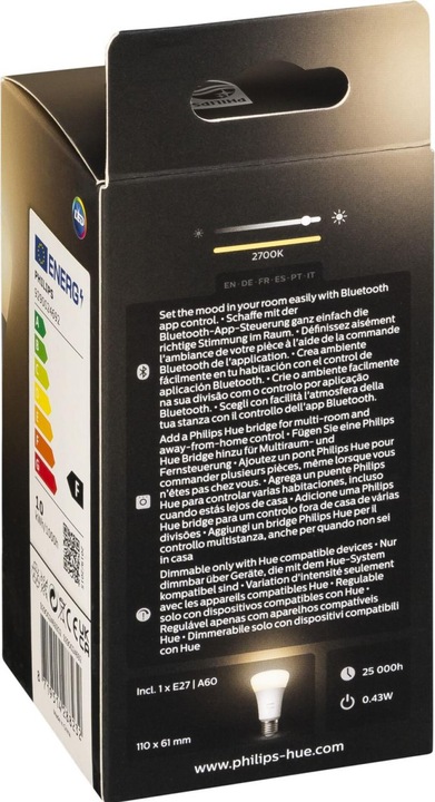 Actual product image Philips Hue White (E27, 9.50 W, 1050 lm, 1 x, F)