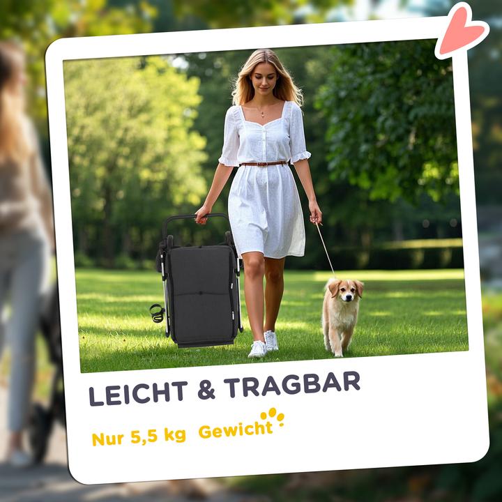 Actual product image PawHut Hundewagen Polyester, Aluminium Grau (Cat, Dog, Breathable, Foldable, Washable)