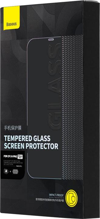 Image du produit Baseus Verre trempé plein écran pour iPhone 14 Pro avec filtre anti-lumière bleue et haut-parleur 0.3mm Co (80 pièce(s), Apple iPhone 14 Pro)