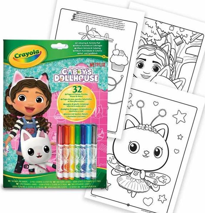 Actual product image Crayola Gabby's Dollhouse activity and colouring album, 32 colouring pages and 7 washable mini-felts