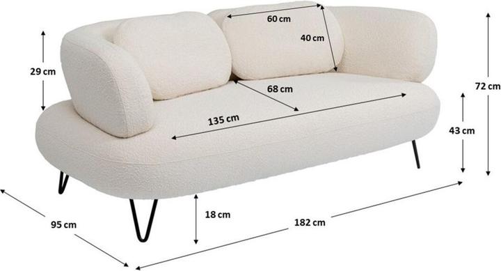 Produktbild Kare Design Sofa Peppo 2-Sitzer Weiss 182cm (2-Sitzer)