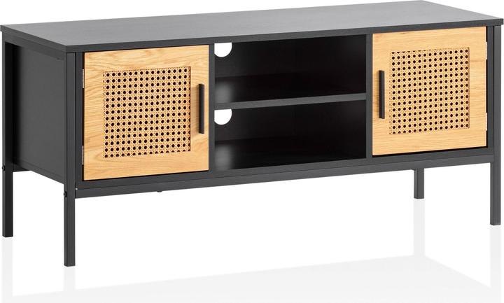 FineBuy Lowboard FB100070 MDF Schwarz (110 x 40 x 48 cm)