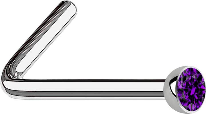Image du produit Star Piercing Clous de nez coudés argent avec cristal violet (sans laiton, Titane)