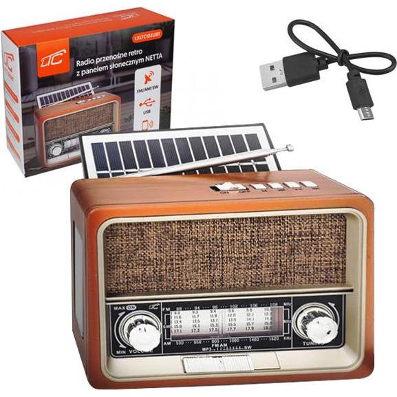 LTC Netta Retro Tragbares Solarradio, 103ubt Fm/Am/Sw USB Bluetooth Lxltc103ubt (AM, FM, Bluetooth), Radio