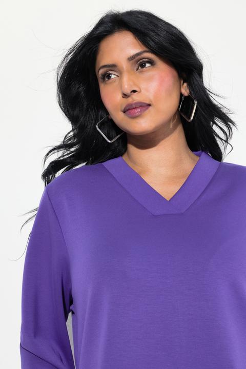 Produktbild Ulla Popken Sweatshirt, Bluseneinsatz, V-Ausschnitt, Langarm (50, 52)