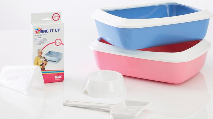 Image du produit Savic Toilettes Iriz Starter Kit, 42 x 31 cm H12.5 cm, blanc/bleu (Bac à litière ouvert)