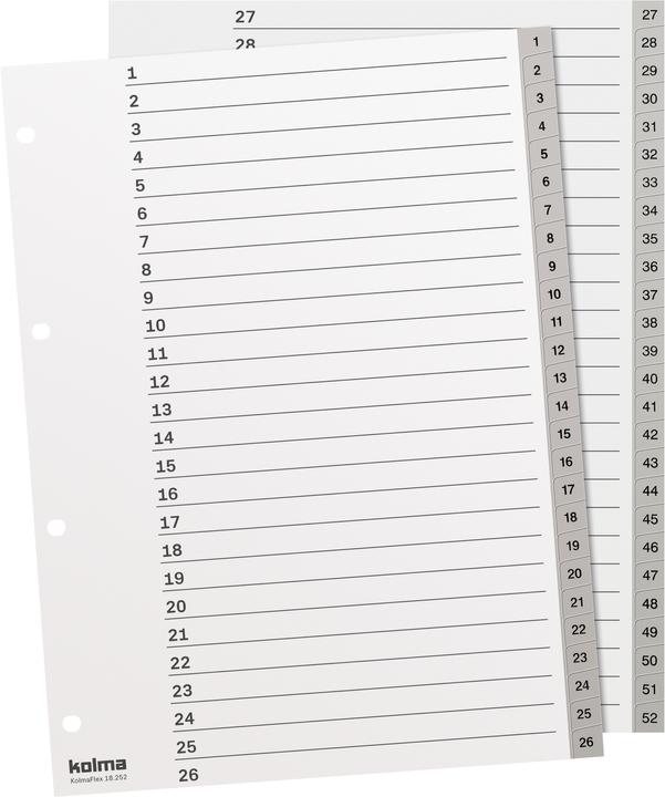 Actual product image Kolma Index A4 strong 1-52 52-piece grey