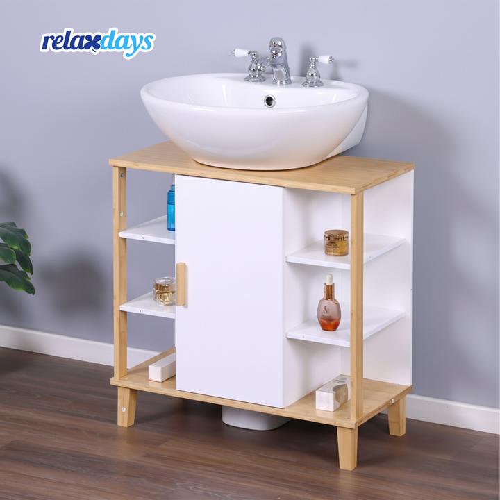 Image du produit Relaxdays Waschbeckenunterschrank Tür & Ablagen (64 x 31 x 65 cm)