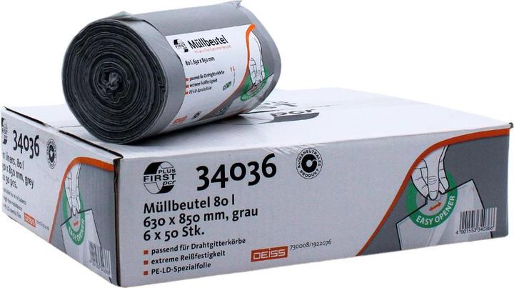 Actual product image Deiss Bin liners PCR First Plus 80l grey (50 x, 80 l)