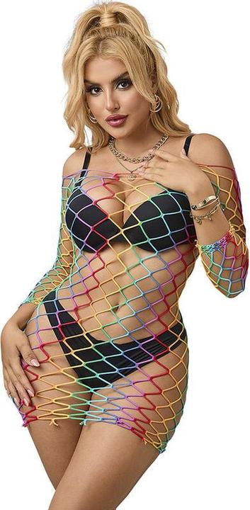 Produktbild Subblime 952426 Regenbogen-Bodystocking Mit Langen Rmeln Und Netz Eine Grã–Sse (S)