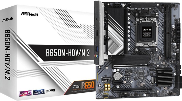 Image du produit AsRock B650M-HDV/M.2 AM5 détail (AM5, AMD B650, mATX)