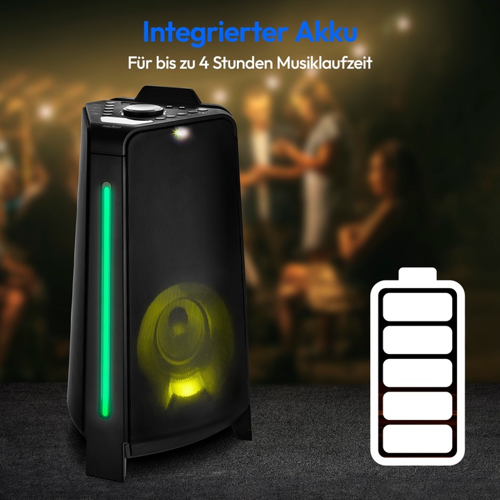 Immagine prodotto Medion MD 43552 Altoparlante Party nero (4 h, Corrente elettrica, Batteria ricaricabile)