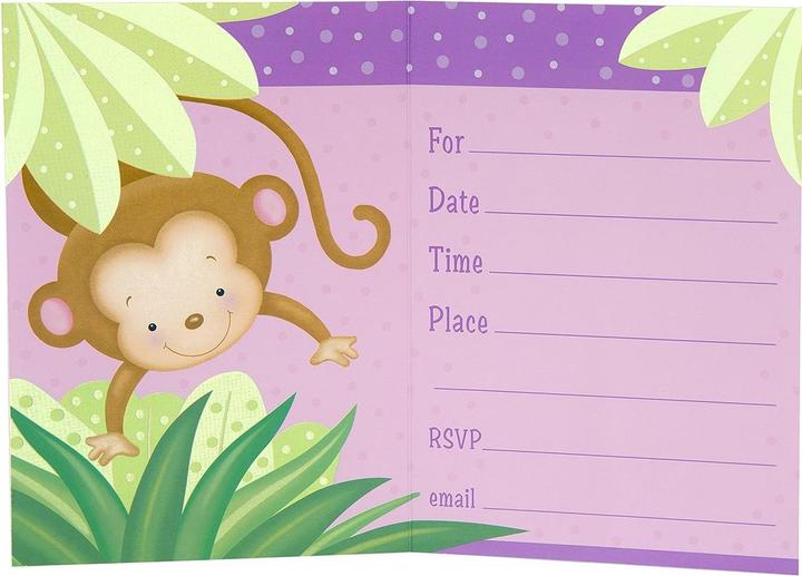 Actual product image Unique Party Monkey Baby Shower Invitations (Pack of 8) (8 pcs.)