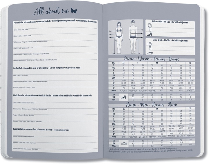 Nährwerte und Zutaten Jolie Taschenagenda (A6, Deutsch, Französisch, Italienisch, Englisch)