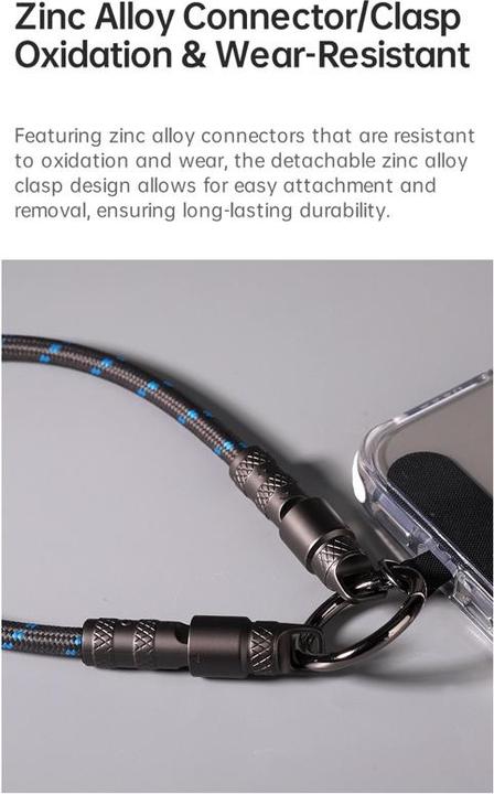 Produktbild Rock R15 Handy-Lanyard mit Ladefunktion – USB-C zu Lightning 27W / C zu C 60W, 30 cm, schwarz (0.30 m)