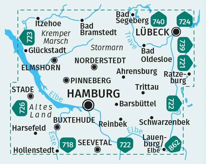 Produktbild KOMPASS Wanderkarte 725 Hamburg Umg