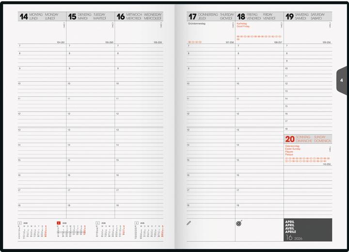 Actual product image Brunnen Buchkalender 2026 079760306 1W/2S blau ML 17x24cm (1 week / 2 pages)