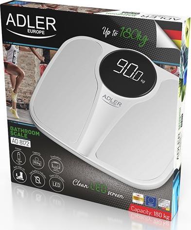 Immagine prodotto Adler bilancia pesapersone Bilancia elettronica AD 8172 fino a 180 kg - bianco (180 kg)
