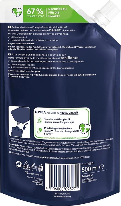 Actual product image NIVEA Men Pflegedusche Energy ref 500 ml (500 ml)