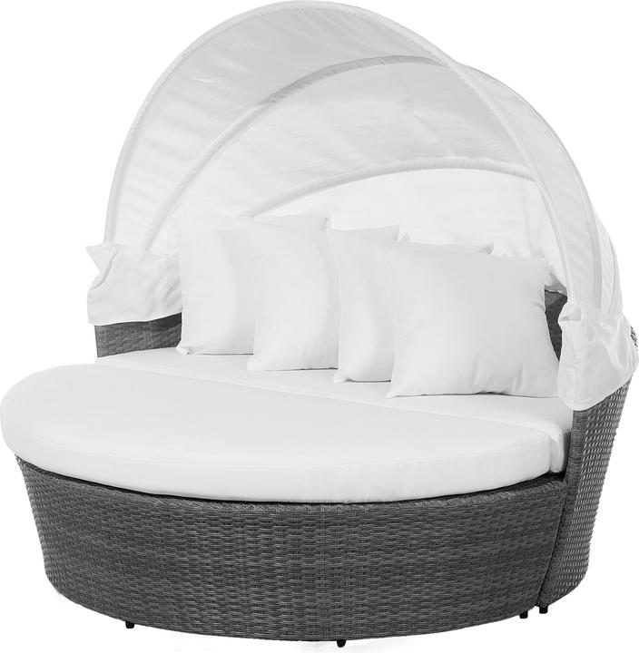 Produktbild Beliani Sonneninsel Rattan grau Sonnendach cremeweiss SYLT LUX