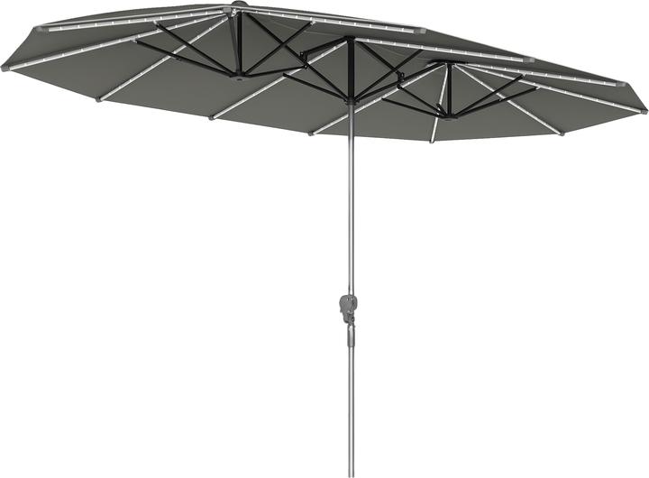Immagine prodotto Outsunny Doppelsonnenschirm Polyester, Aluminium Dunkelgrau (2.67 m)