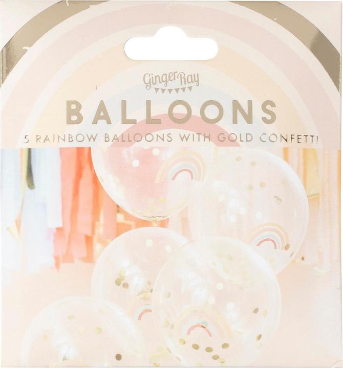 Produktbild Ginger Ray Regenbogen Goldkonfetti Ballons (5x)
