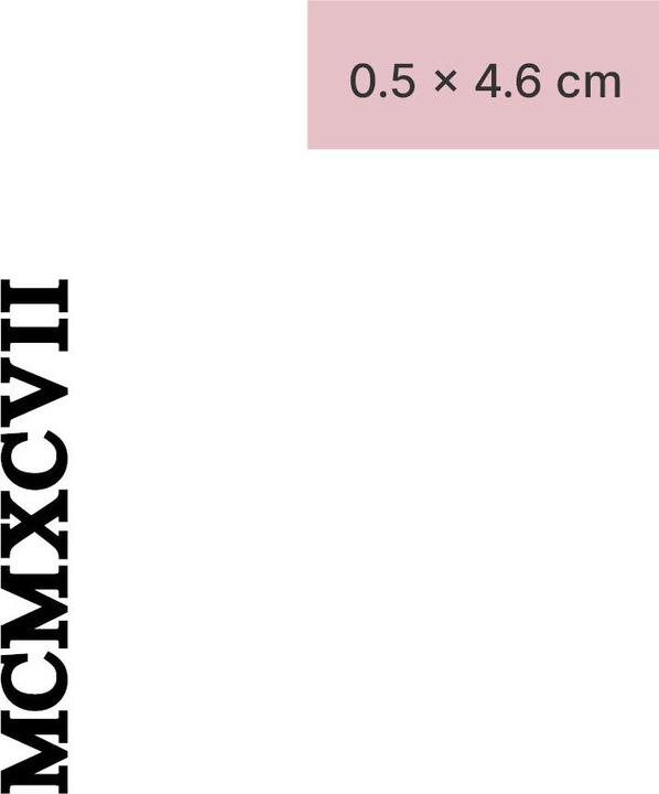 Actual product image minink Temporary tattoo - Roman numeral MCMXCVII (1997)