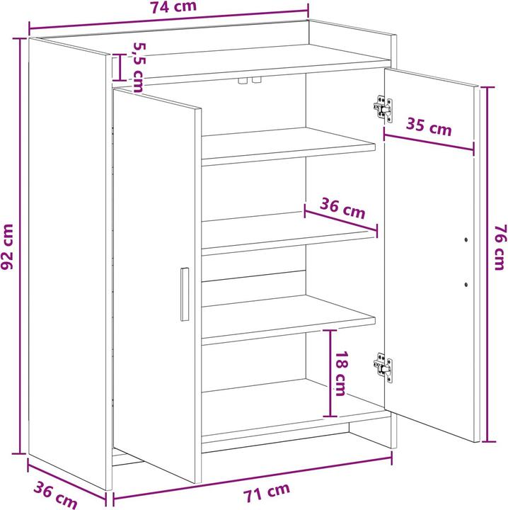 Produktbild vidaXL Schuhschrank (36 x 36 x 92 cm)