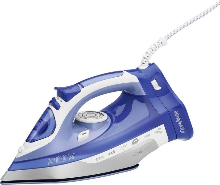 Clatronic DB 3706 cordless steam iron ceramic soleplate white-blue (2400 W)