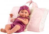 Llorens Vinyl-Babypuppe Nica im rosa Schlafsack 40cm