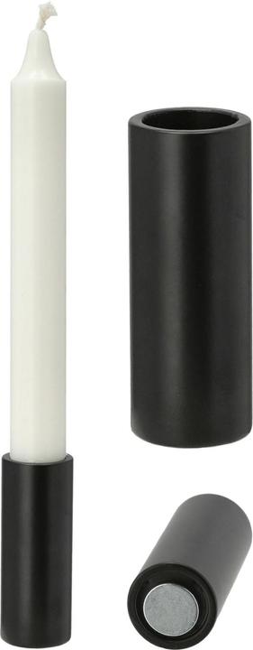 Produktbild Novaliv 12x Stabkerzenhalter magnetisch SCHWARZ 2,8x7,5cm Weihnachten Dekotablett Kerzenständer (Rund)