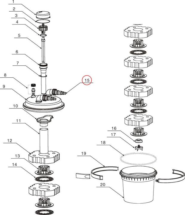 Actual product image SunSun Spare Part: CPF-280 / CPF-380 / CPF-500 Pressure Pond Filter Inlet/Outlet