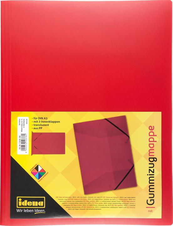 Produktbild Idena Sammelmappe A3 PP mit Gummizug rot (A3, 1x)