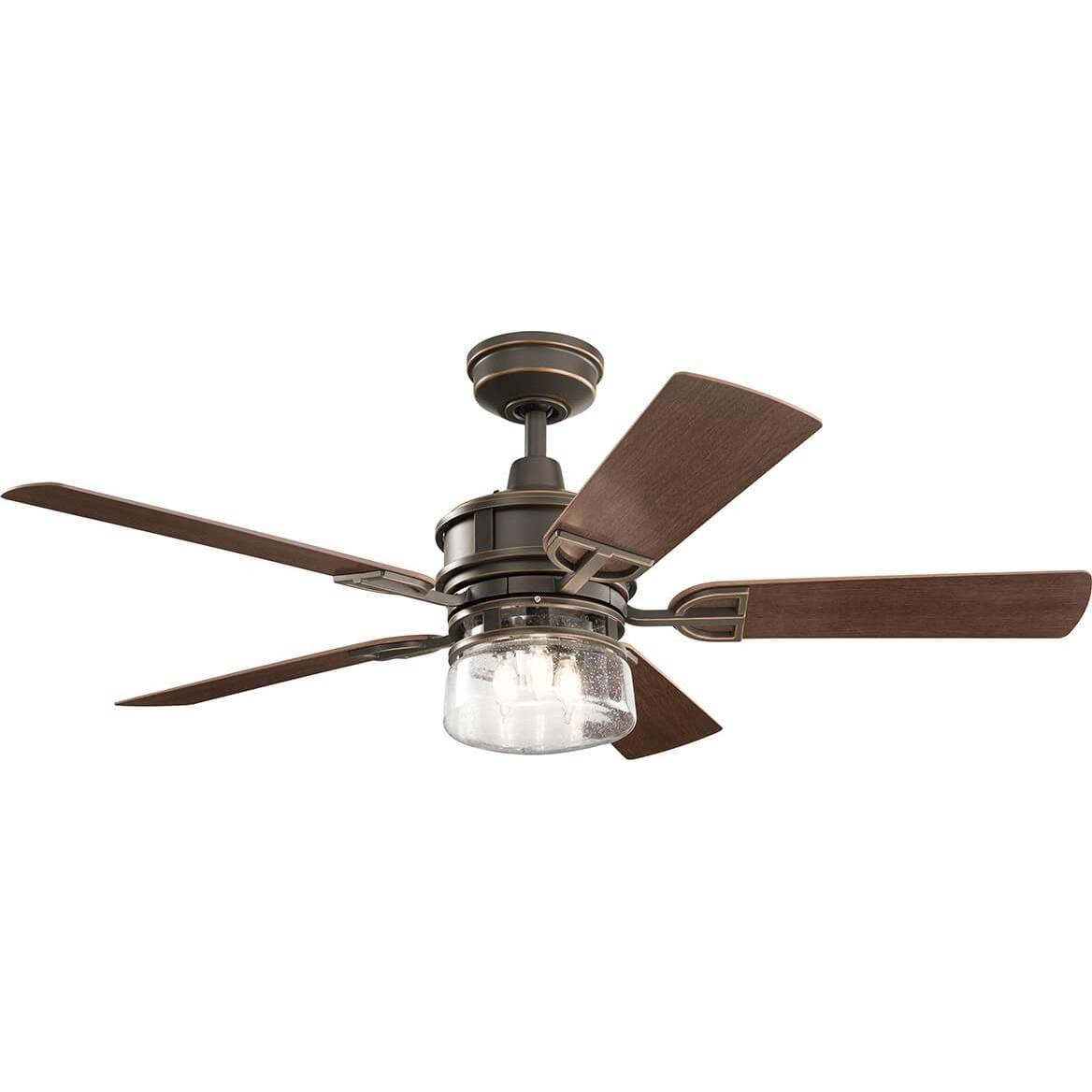 Elstead Lighting Lyndon Patio leiser Deckenventilator mit 3x E27 Fassung Ø132cm + Fernbedienung, Ventilator, Bronze
