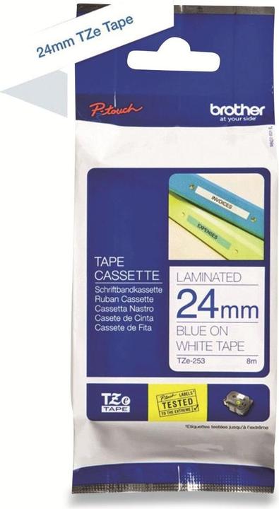Actual product image Brother Tze-253 (2.40 cm, White, Blue)