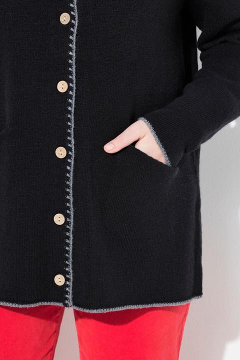 Produktbild Ulla Popken Long-Strickjacke, Hirsch-Stickerei, A-Linie, Stehkragen (58)