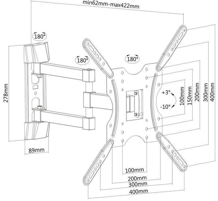 Actual product image Purelink PureMounts® TV mount - Swivel - Vesa 400 (Wall, 30 kg, 26" - 52")