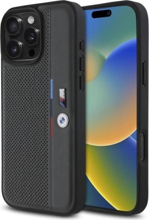 Produktbild BMW BMHCP16X23PUPVA iPhone 16 Pro Max 6.9" antracyt/anthracite hardcase M Perforated Tricolor Detail (Apple iPhone 16 Pro Max)
