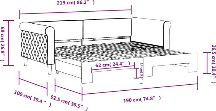 Produktbild vidaXL ausziehbares Tagesbett