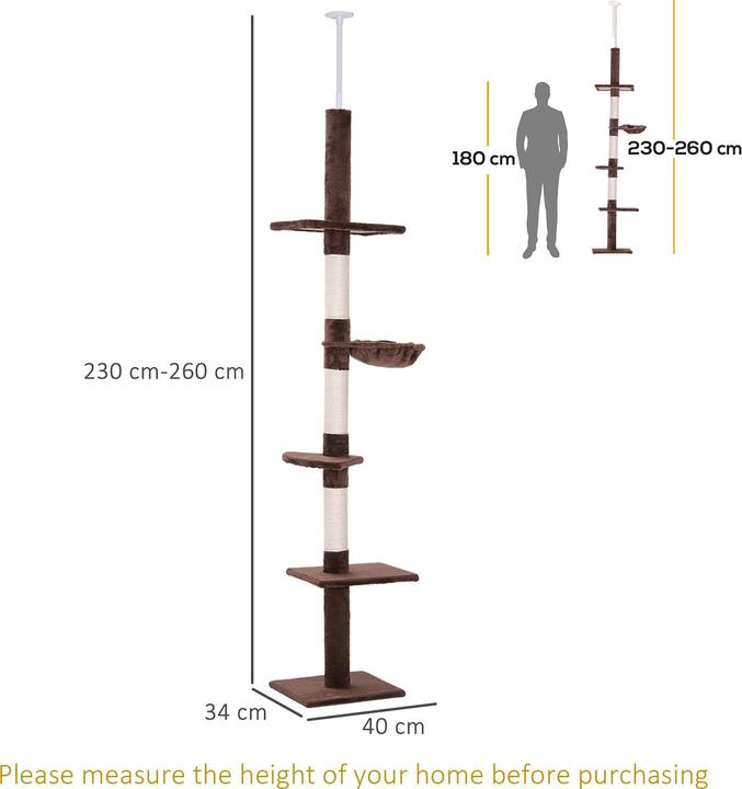 Nutritional values and ingredients PawHut Cat tree height adjustable (260 cm, Brown)