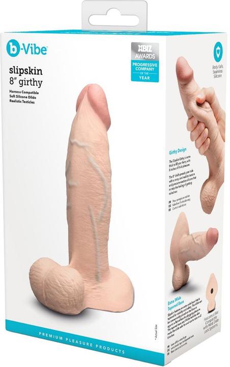 Actual product image Earthly Body Slipskin Realistic Silicone Dildo 8 Inch Girthy Cream