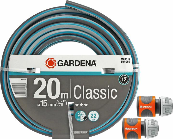 Produktbild Gardena Gartenschlauch-Set 18013-26 Classic, 20 m, 15 mm (5/8"), Schlauchverbinder 18215-20 (20 m, 15 mm)