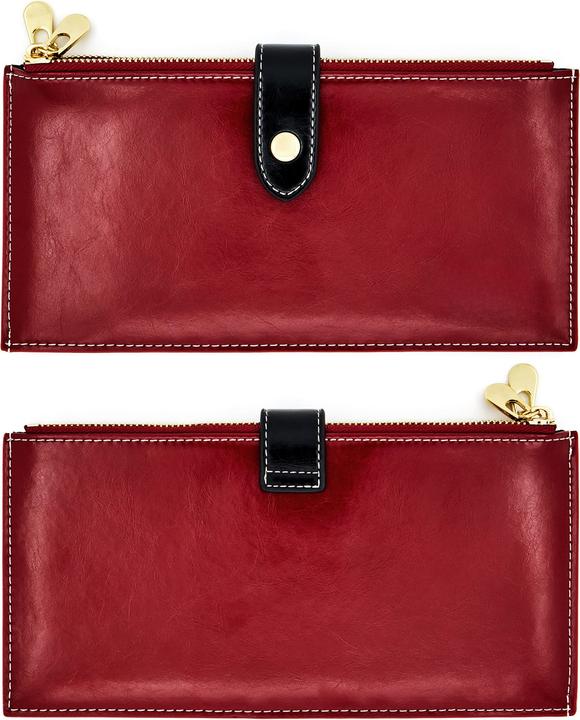 Produktbild Only-Bags.Store Echtes Leder Brieftasche RFID-Blockierung Kreditkarteninhaber Reissverschluss Brieftasche Handy