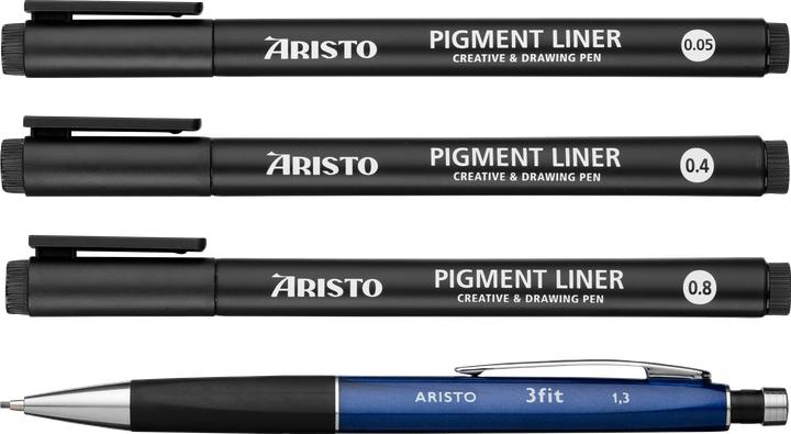 Actual product image Aristo Pigmentliner Graphic 4-pieces-Set, 0.05/0.4/0.8/3Fit, black (4 x)