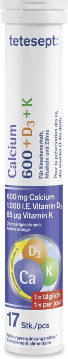 Image du produit Tetesept Calcium 600 + D3 effervescent (17 pièce(s), Comprimé effervescent, 134 g)