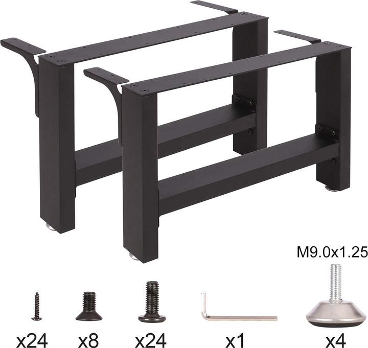 Produktbild Wiltec Tischbeine Set 64x40cm Stahl lackiert pulverbeschichtet Tischgestell