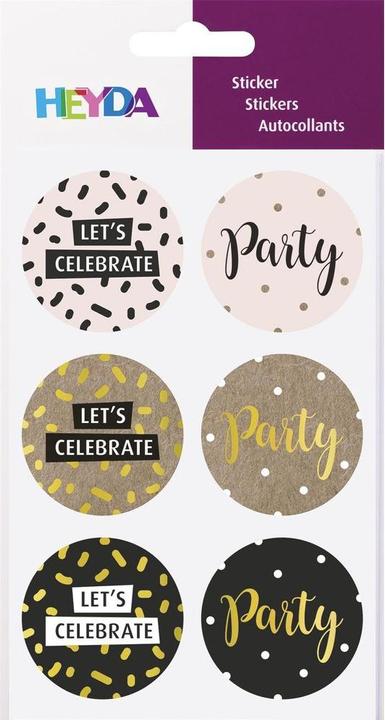 Heyda Autocollants à motifs Party 4 feuilles de 6 autocollants chacune (6 Autocollants)