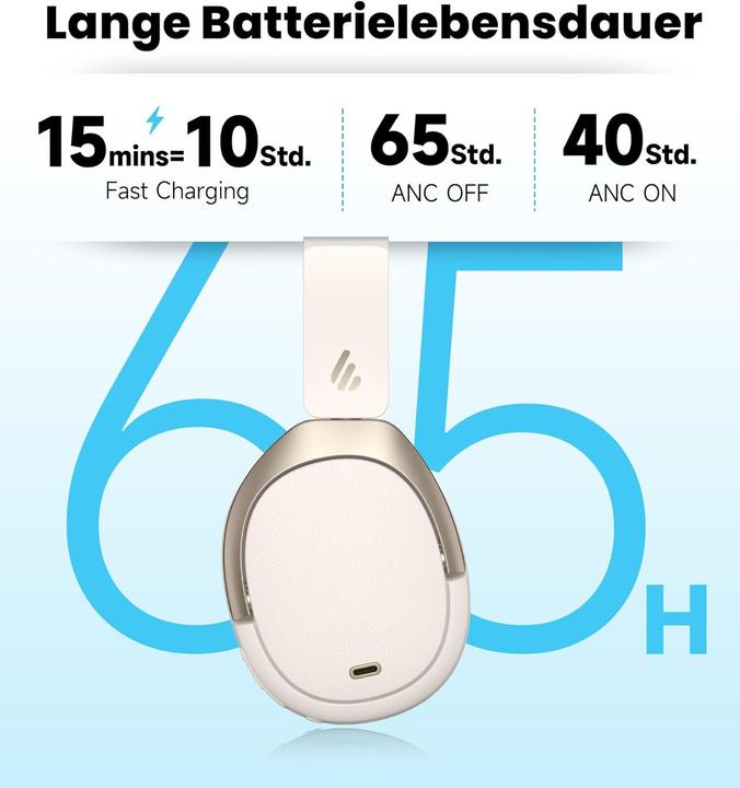Produktbild Edifier Faltbare Over-Ear-Kopfhörer W80 mit ANC und LDAC (ANC, 65 h, Kabelgebunden, Kabellos)