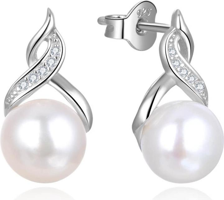Image du produit Beneto Boucles d'oreilles de luxe en perle avec zircons AGUP2616P-WHITE